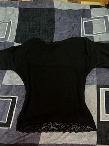 Y2k Black Lace Trimmed Top