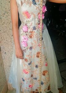 Elegant Floral Embroidered Gown