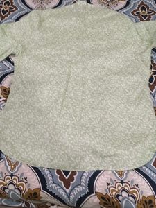 Cobb Light Green Leaf Print Button-Up Shirt