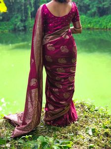 Elegant Maroon Banarasi Silk Saree