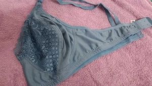 Vintage Blue Lace Trim Bra