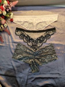 Lace Thong Panty Set - 3 Pack