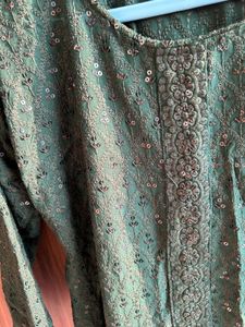 Dark Green Kurta with sequin design