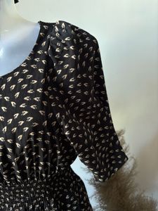 Chic Black &amp; White Print Midi Dress