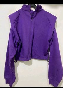 Purple Cropped Sweatshirt with Rhinestones