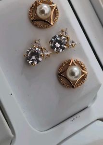 Elegant Pearl and Crystal Stud Earrings