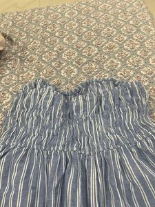 Blue Striped Off-Shoulder Dress
