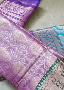 Elegant Banarasi Silk Saree purple green