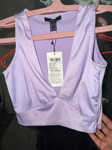 Forever 21 Lavender V-Neck Crop Top
