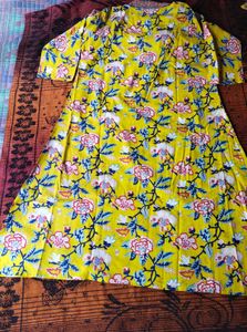 Vibrant Yellow Floral Kurta Set