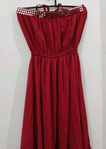 Red Strapless Maxi Dress