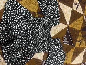 Off-Shoulder Smocked Dot Print Top