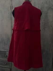 Chic Red Sleeveless Shirt Dress