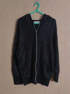 Sparkly Knit Zip-Up Hoodie
