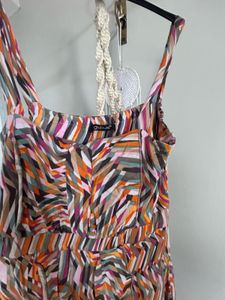 Retro Abstract Print Ruffle Mini Dress