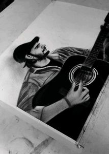 Guitar Player Framed Drawing
