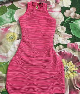 Magenta Pink Textured Bodycon Mini Dress