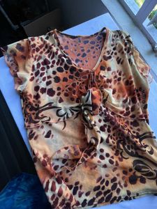 Leopard Print Tie-Front Blouse