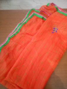 Orange  fabric with Embellished Border