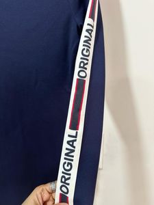 H&amp;M Navy Blue Casual Dress with Striped Sleeves