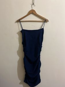 Navy Ruched Spaghetti Strap Dress