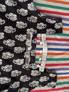 Stylish Black &amp; White Block Print Kurta