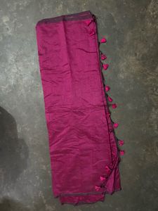 Vibrant Pink Saree with Tassels