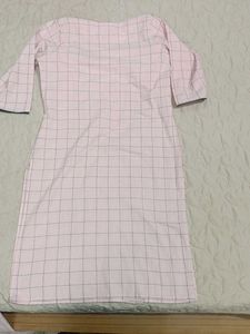 Pink Checked Kurta &amp; pant with attached jacket