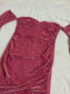 Urbanic Sparkly Off-Shoulder Pink Dress
