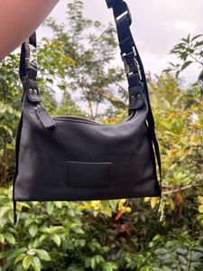 Black Leather Crossbody Bag with adjustable strap