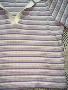 Striped Cropped Polo Shirt