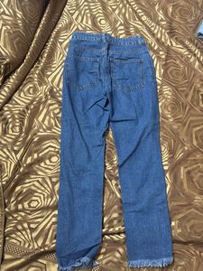 Unique Frayed Patchwork Denim Jeans