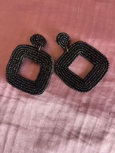 2  Beaded Earrings - Black &amp; Yellow