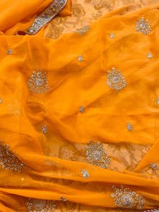 Exquisite Orange Saree with Embellishments