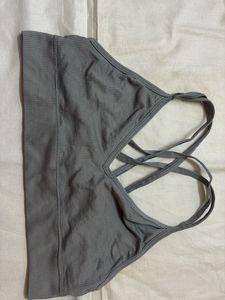 Gray Ribbed Sports Bra