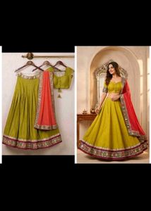 Yellow Lehenga Choli Set free trouser