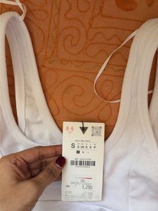 ZARA White Ribbed Tank Top