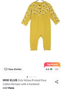 Cute Baby Girl Yellow Floral Romper &amp; Headband Set