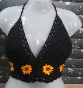 Black German  Square  Bikini  Top