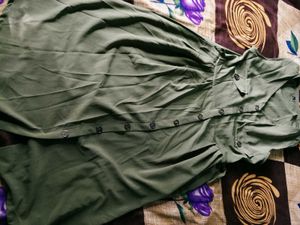 Chic Olive Green Button-Up Maxi Dress