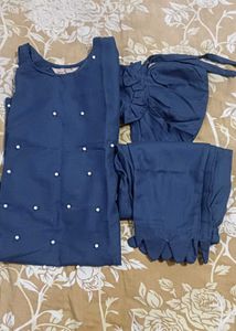Blue Pearl Embellished Co-ord Set With Des