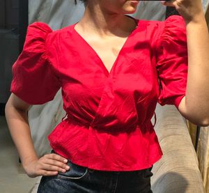 Red Cinched Crop top