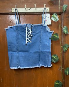 Denim Lace-Up Crop Top