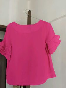 Pink Ruffle Sleeve Top