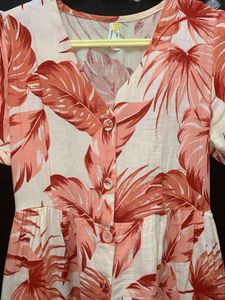 Tropical Print Button-Up Dress