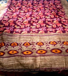 Vibrant Floral Print Saree with Blouse size 34