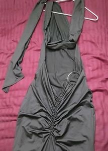 Black Ruched Wrap Maxi Dress