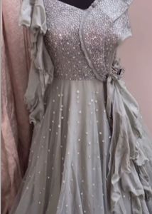 Elegant Gray Embellished Dress