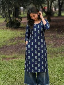 Stylish Blue Printed Kurta