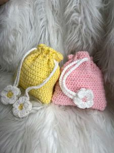 Cute Crochet Drawstring Pouches